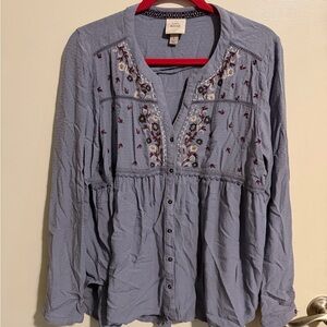 Knox Rose Lavender Embroidered Blouse